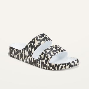 NWOT Old Navy — Printed Eva Double Strap Slide Grey Leopard Sandal Size 7